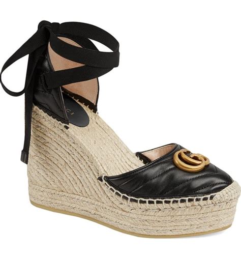 gucci palmyra leather platform espadrille wedges|Women's Gucci Espadrille Sandals .